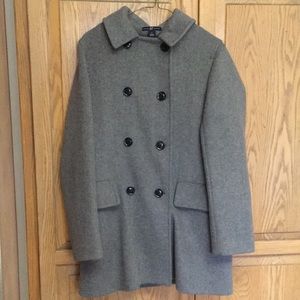 Gap Grey Wool Blend Double Breasted Peacoat Gray